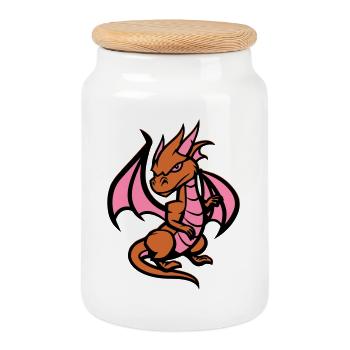 Petit Dragon - Boîte à biscuits avec couvercle en bois - blanc - Devant