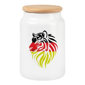 Alemania - Allemagne - Tiger Flags - Boîte à biscuits avec couvercle en bois - blanc - Devant