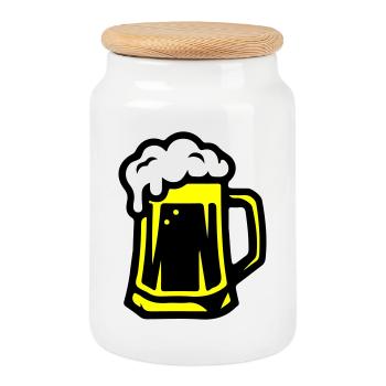 Chope à bière Icône de la bière - Boîte à biscuits avec couvercle en bois - blanc - Devant