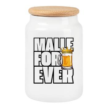 Malle For Ever Beer Mug Crown - Cookie Jar with Wooden Lid - white - Front