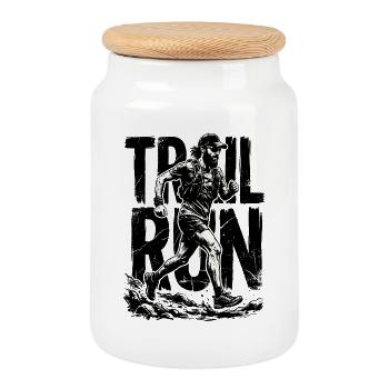 Trailrun - Keksdose mit Holzdeckel - Weiß - Vorne