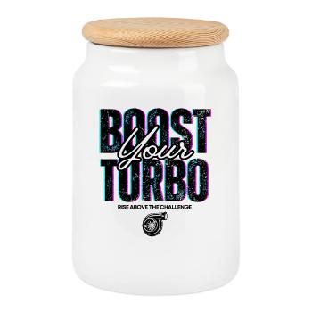 Turbo Booster Blanc - Boîte à biscuits avec couvercle en bois - blanc - Devant