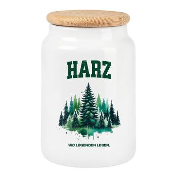 Harz - Wo Legenden leben, Waldliebe Wander Shirt - Keksdose mit Holzdeckel - Weiß - Vorne
