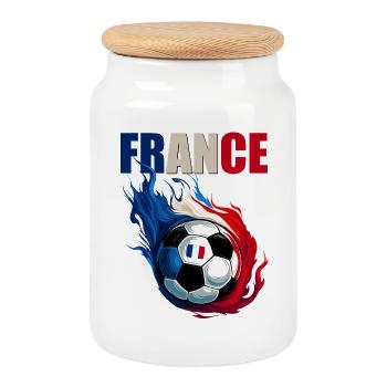 Frankreich Fußball Merch - Keksdose mit Holzdeckel - Weiß - Vorne
