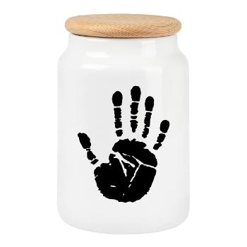 hand - Boîte à biscuits avec couvercle en bois - blanc - Devant