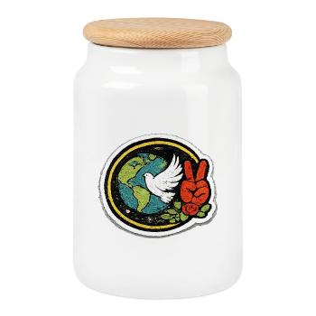 War No More – Sticker Peace & Humanity  - Boîte à biscuits avec couvercle en bois - blanc - Devant