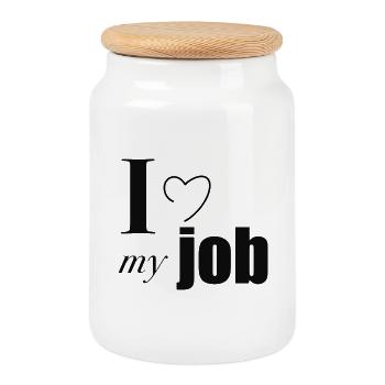 I love my job - Keksdose mit Holzdeckel - Weiß - Vorne