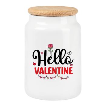 Conception romantique de coeur floral de la Saint-Valentin - Boîte à biscuits avec couvercle en bois - blanc - Devant