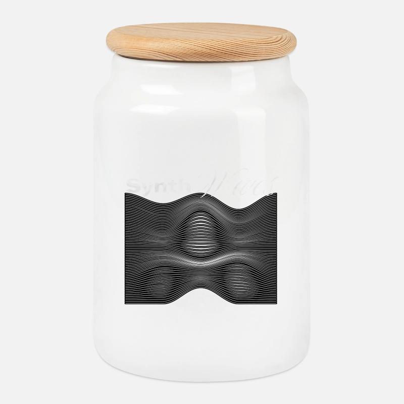 Synth waves Synthesizer - Cookie Jar with Wooden Lid - white