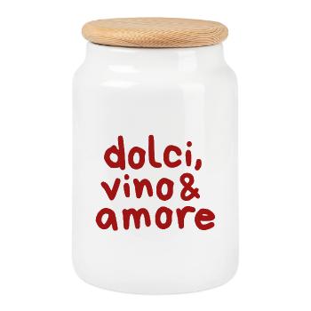 Dolci Vino Amore  - Keksdose mit Holzdeckel - Weiß - Vorne
