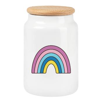 Pastell Regenbogen Design - Keksdose mit Holzdeckel - Weiß - Vorne