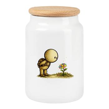 The Little Thought | Discover the beauty - Cookie Jar with Wooden Lid - white - Front