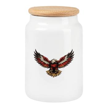 Aigle rouge dans la conception de vols en tempête - Boîte à biscuits avec couvercle en bois - blanc - Devant