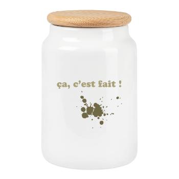 brown spots - Cookie Jar with Wooden Lid - white - Front