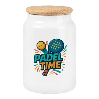 Explosion de couleurs du temps du Padel - Boîte à biscuits avec couvercle en bois - blanc - Devant