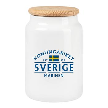 Das Vintage-Emblem der schwedischen Marine - Keksdose mit Holzdeckel - Weiß - Vorne