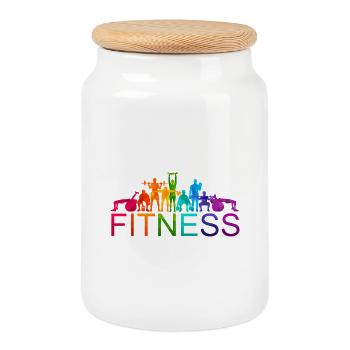 Diverse Colorful Fitness Athletes - Cookie Jar with Wooden Lid - white - Front