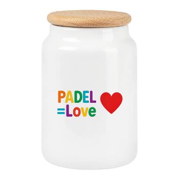 Padel Liebe Herz - Keksdose mit Holzdeckel - Weiß - Vorne