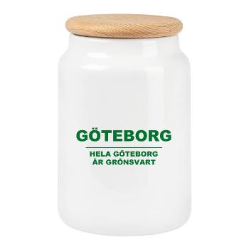 Göteborg - L’ensemble de Göteborg est vert-noir - Boîte à biscuits avec couvercle en bois - blanc - Devant