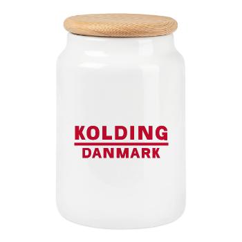 Kolding Danemark Emblème typographique - Boîte à biscuits avec couvercle en bois - blanc - Devant