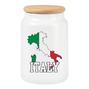 Italy - Cookie Jar with Wooden Lid - white - Front