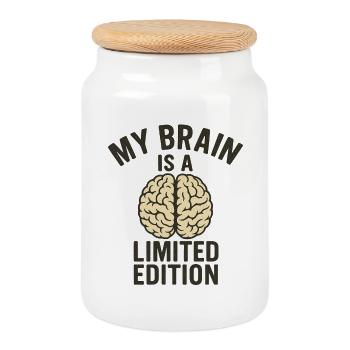 My Brain Is a Limited Edition - Cookie Jar with Wooden Lid - white - Front