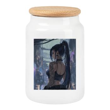 Night Fog Tattoo Heroine - Cookie Jar with Wooden Lid - white - Front