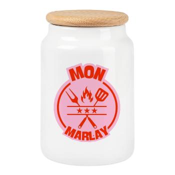 Conception de grille de cuisson pour maman Marlay - Boîte à biscuits avec couvercle en bois - blanc - Devant