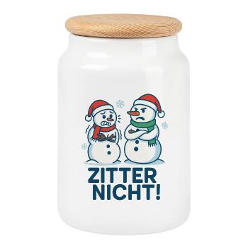 Trembling : un mème pas drôle comme motif de Noël - Boîte à biscuits avec couvercle en bois - blanc - Devant