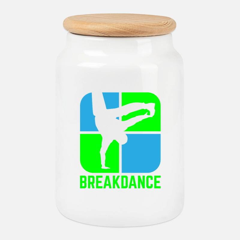 Breakdance - Keksdose mit Holzdeckel - Weiß