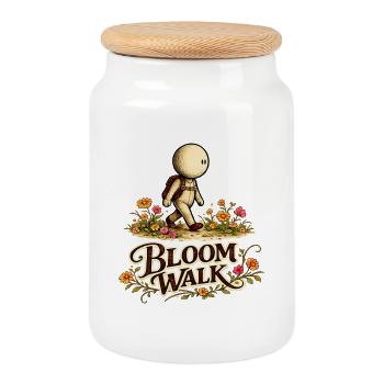 Der kleine Gedanke | Bloom Walk Blütenpfad - Keksdose mit Holzdeckel - Weiß - Vorne