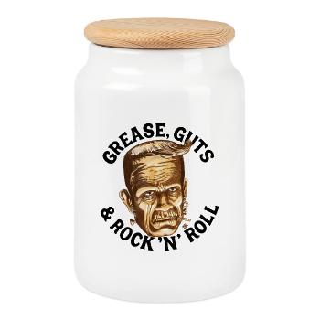 Gomina, guts & Rock... - Cookie Jar with Wooden Lid - white - Front