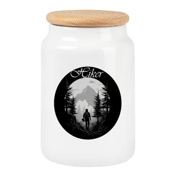 Randonneur - Boîte à biscuits avec couvercle en bois - blanc - Devant