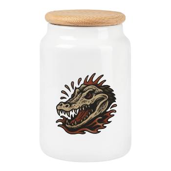 Alligatorschädel - Keksdose mit Holzdeckel - Weiß - Vorne