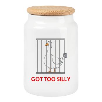 Goose – Got Too Silly - Cookie Jar with Wooden Lid - white - Front