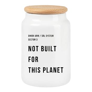 NOT BUILT FOR THIS PLANET - Boîte à biscuits avec couvercle en bois - blanc - Devant