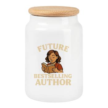 Futuriste Lecture Passion Illustration - Boîte à biscuits avec couvercle en bois - blanc - Devant