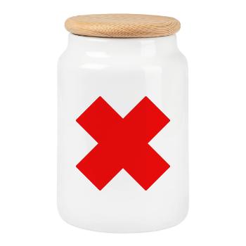 X Kreuz Rot Stopp Nein Verboten Humor Geschenk Lie - Keksdose mit Holzdeckel - Weiß - Vorne