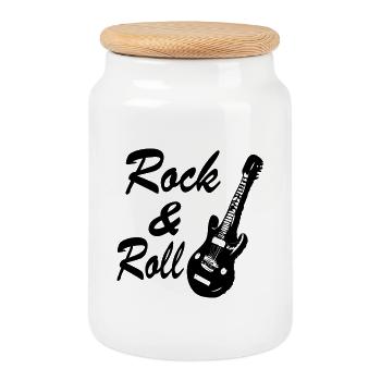 Rock 'n' Roll - Keksdose mit Holzdeckel - Weiß - Vorne