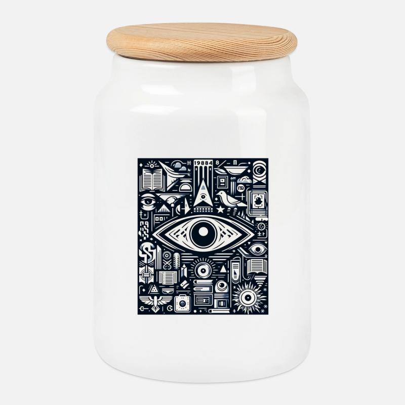 EyeTech - Cookie Jar with Wooden Lid - white