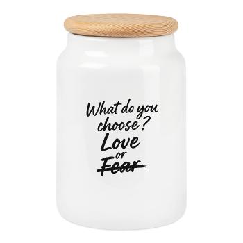 What Do You Choose? – Love Not Fear - Cookie Jar with Wooden Lid - white - Front