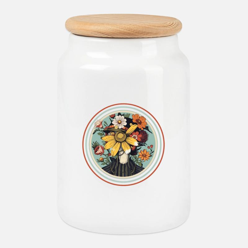 Portrait de fleur avec accent de la nature - Boîte à biscuits avec couvercle en bois - blanc