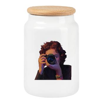 Photography Realistic Portrait Designs - Cookie Jar with Wooden Lid - white - Front