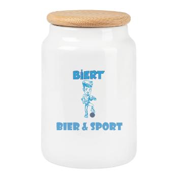 Dessin animé Beer & Sport Blue - Boîte à biscuits avec couvercle en bois - blanc - Devant