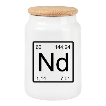 Neodymium Symbol Minimal Art - Cookie Jar with Wooden Lid - white - Front