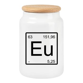 Conception périodique minimale de l’élément EU - Boîte à biscuits avec couvercle en bois - blanc - Devant