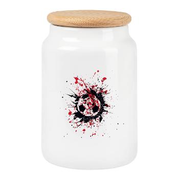 Football Splash Red - Keksdose mit Holzdeckel - Weiß - Vorne