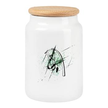 Saut à la perche sur Éclats Verts - Boîte à biscuits avec couvercle en bois - blanc - Devant