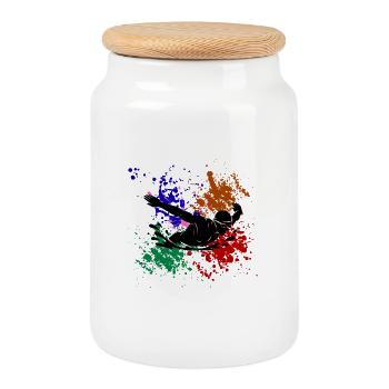 Nageur Éclats de Peinture Colorée - Boîte à biscuits avec couvercle en bois - blanc - Devant