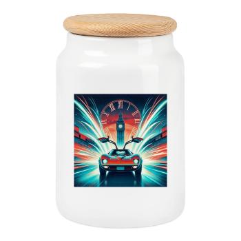 BACK TO THE FUTURE RETRO VINTAGE - Cookie Jar with Wooden Lid - white - Front